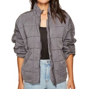 Free People dolman quilted knit jacket blue size S
